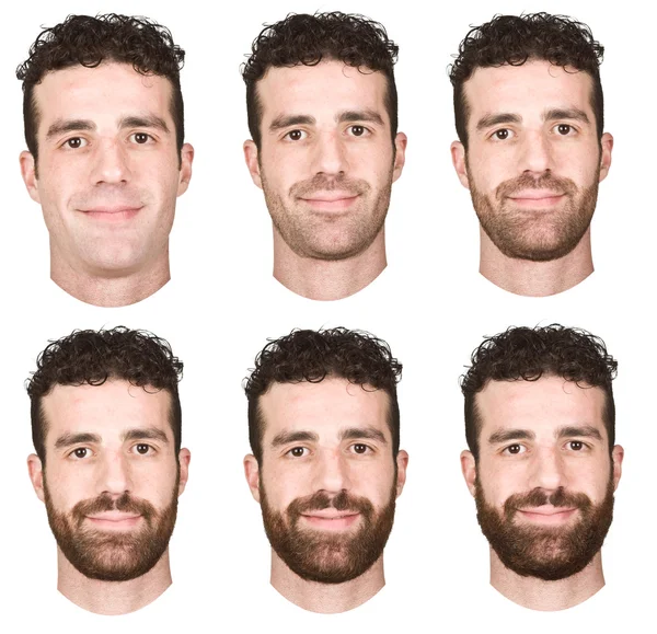 Muž vousy řez složení sada izolovaných na bílém — Stock fotografie
