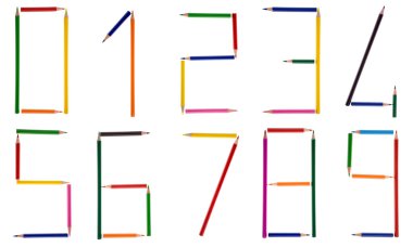 sayının üzerinde beyaz izole kalem ile yapılmış renkli kompozisyon