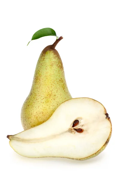 Ripe tasty slice of pear isolated on white — Stock Photo, Image