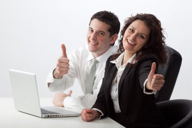 işadamı ve üzerinde beyaz izole işkadını ile güzel iş Çift