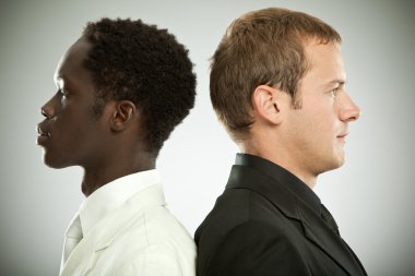 gri izole siyah beyaz işadamı Interracial ekip çalışması