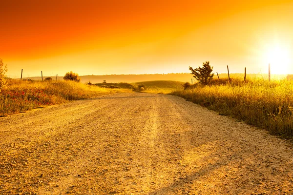 Tuscany buğday alan hill adlı gündoğumu