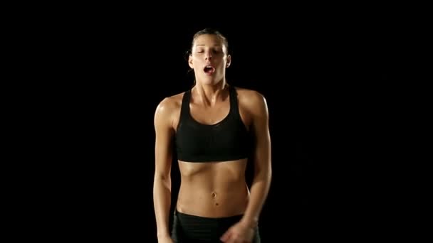 Bella fitness ragazza bruna sportiva — Video Stock