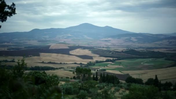 Тосканская панорама на закате — стоковое видео
