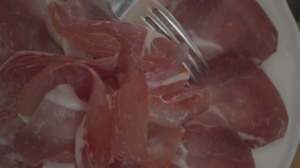 Italian raw ham — Stock Video