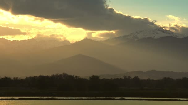 意大利的稻田在韦尔切利在日落时 — 图库视频影像