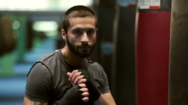 Jeune boxer en sueur — Video