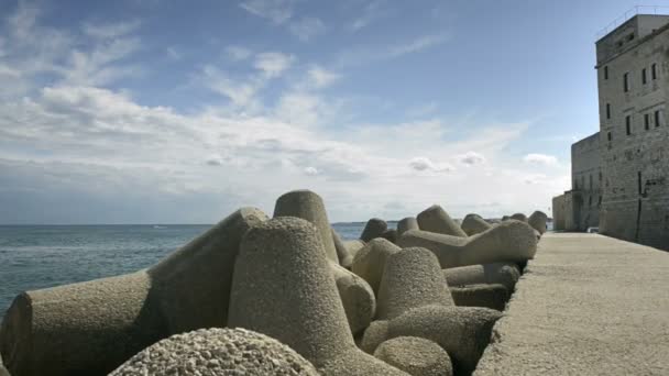 Giovinazzo kust in zomerdag — Stockvideo