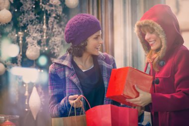 Noel zamanı sırasında alışveriş kadın