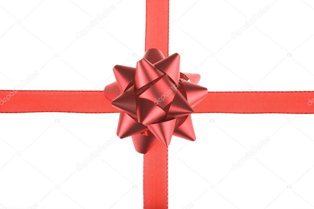 red gift wrap ribbon with bow