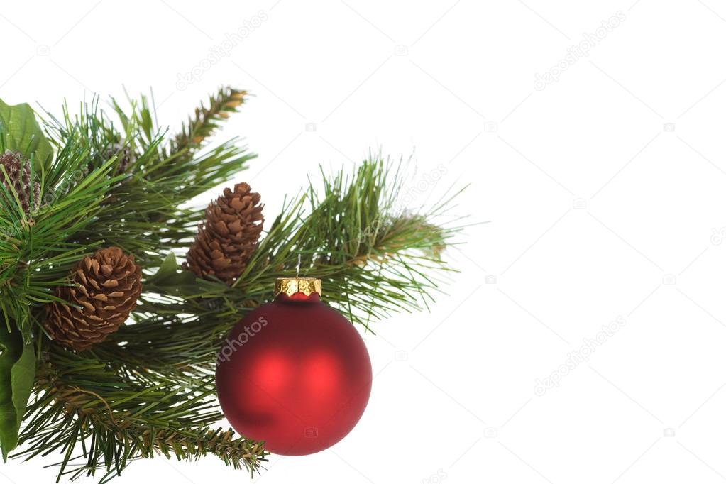 pine cones and ball on fir branch