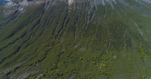 Luchtfoto van Etna vulkaan. Van de voeten naar de top. Enorme berg in een zomerse reis, met vegetatie in de kelder. — Stockvideo