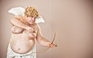 şişman sarışın Eros aşk için Sevgililer günü için ok ve yay amacı ile