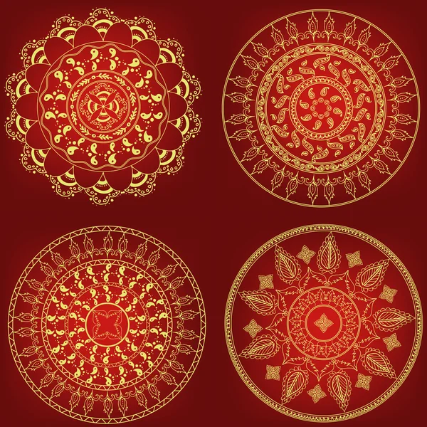 Mandala. Elementos decorativos étnicos. Fundo desenhado à mão. Islã, árabe, indiano, motivos otomanos — Vetor de Stock