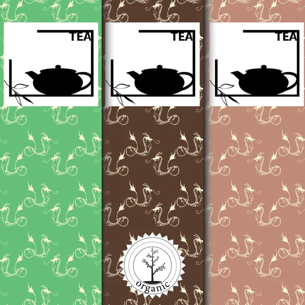 Векторний набір елементів оформлення та іконки в модний лінійному стилі за чай пакет - китайський чай — стоковий вектор
