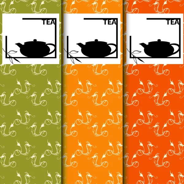 Set vettoriale di elementi di design e icone in stile lineare alla moda per il pacchetto tè - tè cinese — Vettoriale Stock
