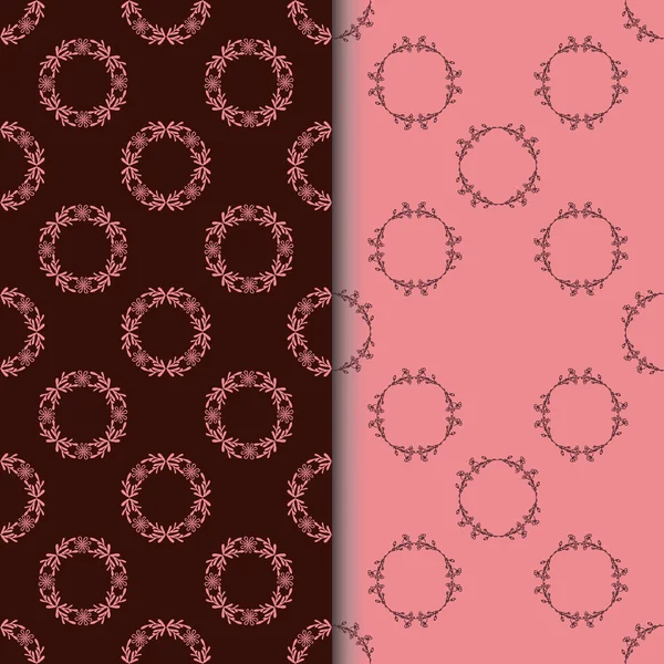 Набор бесшовных узоров с двумя круговыми цветочными принтами — стоковый вектор