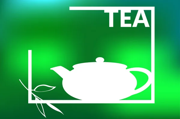 Logo of tea. Kettle tea and tea leaves — Stok Vektör