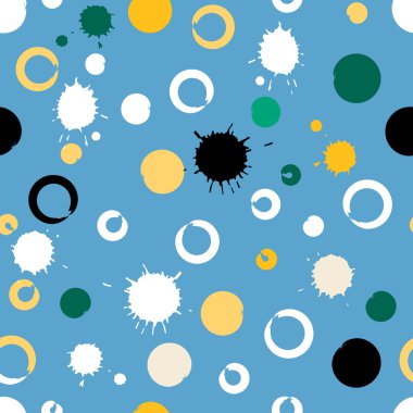 Sevimli vektör seamless modeli. Fırça darbeleri, daireler ve açıkları. Sonsuz doku kumaş ya da kağıt üzerine baskı için kullanılabilir