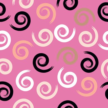 Cute vector seamless pattern . Swirl, brush strokes.  Endless texture can be used for printing onto fabric or paper