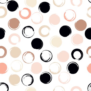 Sevimli vektör seamless modeli. Fırça darbeleri, daireler ve açıkları. Sonsuz doku kumaş ya da kağıt üzerine baskı için kullanılabilir