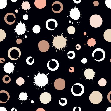 Sevimli vektör seamless modeli. Fırça darbeleri, daireler ve açıkları. Sonsuz doku kumaş ya da kağıt üzerine baskı için kullanılabilir