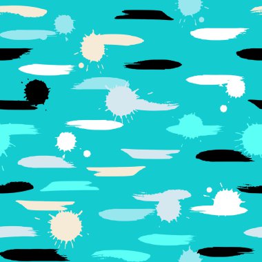 Sevimli vektör seamless modeli. Fırça darbeleri ve lekeleri. Sonsuz doku kumaş ya da kağıt üzerine baskı için kullanılabilir