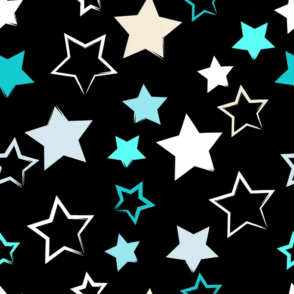 Cute vector seamless pattern . Brush strokes, stars.  Endless texture can be used for printing onto fabric or paper — Stock Vector