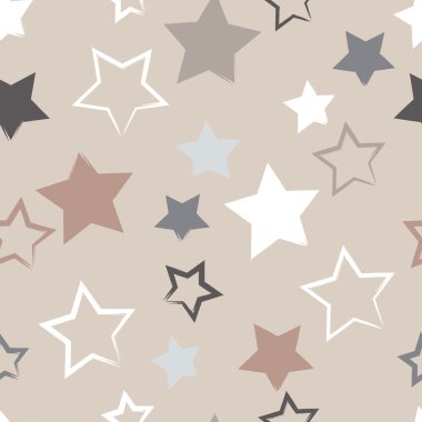 Sevimli vektör seamless modeli. Fırça darbeleri, yıldız. Sonsuz doku kumaş ya da kağıt üzerine baskı için kullanılabilir