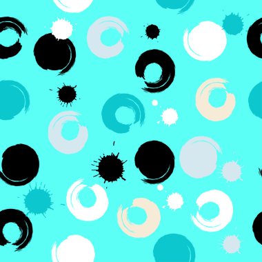 Sevimli vektör seamless modeli. Fırça darbeleri, daireler ve açıkları. Sonsuz doku kumaş ya da kağıt üzerine baskı için kullanılabilir