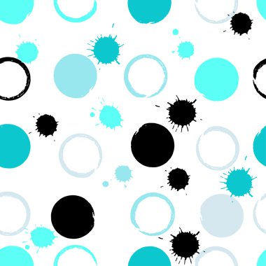 Cute vector seamless pattern . Brush strokes, circles.  Endless texture can be used for printing onto fabric or paper