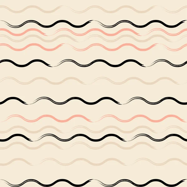 Mignon vecteur motif sans couture. Lignes ondulées, coups de pinceau. Texture sans fin peut être utilisé pour l'impression sur tissu ou papier — Image vectorielle