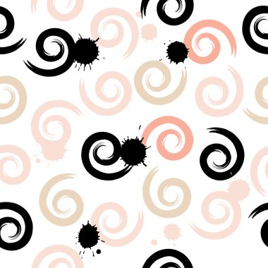 Cute vector seamless pattern . Swirl, brush strokes.  Endless texture can be used for printing onto fabric or paper