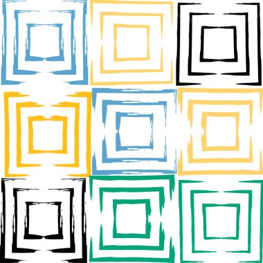 Cute vector geometric seamless pattern. Brush strokes, squares. Hand drawn grunge texture. Abstract forms. Endless texture can be used for printing onto fabric or paper