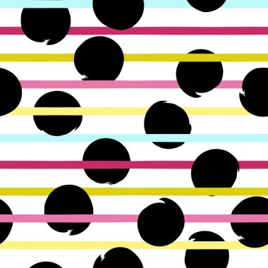 Sevimli vektör geometrik seamless modeli. Lekeli ve çizgili. Fırça darbeleri. El doku çekilmiş. Soyut formları. Sonsuz doku kumaş ya da kağıt üzerine baskı için kullanılabilir