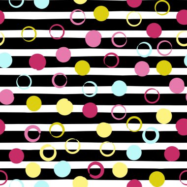 Sevimli vektör geometrik seamless modeli. Lekeli ve çizgili. Fırça darbeleri. El doku çekilmiş. Soyut formları. Sonsuz doku kumaş ya da kağıt üzerine baskı için kullanılabilir