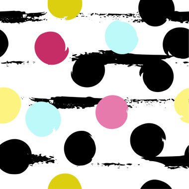 Sevimli vektör geometrik seamless modeli. Lekeli ve çizgili. Fırça darbeleri. El doku çekilmiş. Soyut formları. Sonsuz doku kumaş ya da kağıt üzerine baskı için kullanılabilir