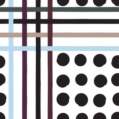 Sevimli vektör geometrik seamless modeli. Lekeli ve çizgili. Fırça darbeleri. El doku çekilmiş. Soyut formları. Sonsuz doku kumaş ya da kağıt üzerine baskı için kullanılabilir