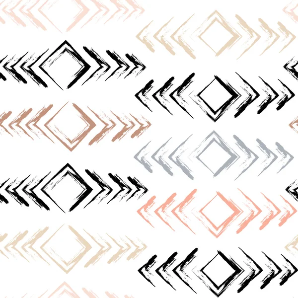 かわいいベクトル幾何学的シームレス パターン。ブラシ ストローク。手には、グランジ テクスチャが描画されます。フォームを抽象化します。無限テクスチャ布や紙の上に印刷されます。 — ストックベクタ