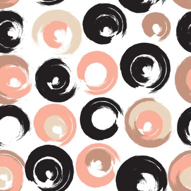 Sevimli vektör geometrik seamless modeli. Fırça darbeleri, polka noktaları. El doku çekilmiş. Soyut formları. Sonsuz doku kumaş ya da kağıt üzerine baskı için kullanılabilir
