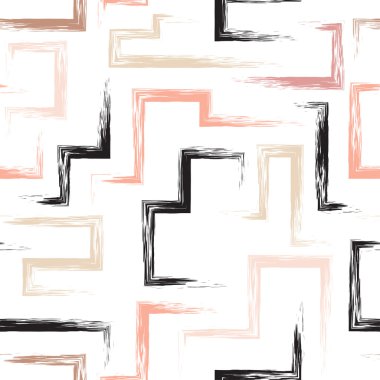 Sevimli vektör geometrik seamless modeli. Fırça darbeleri. El doku çekilmiş. Soyut formları. Sonsuz doku kumaş ya da kağıt üzerine baskı için kullanılabilir