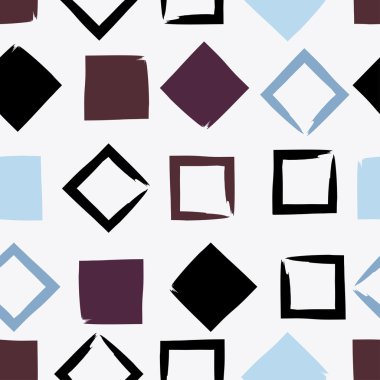 Sevimli vektör geometrik seamless modeli. Fırça darbeleri, üçgen ve kare. El doku çekilmiş. Soyut formları. Sonsuz doku kumaş ya da kağıt üzerine baskı için kullanılabilir