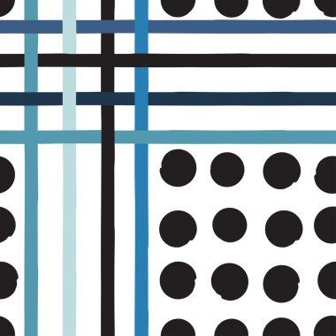 Sevimli vektör geometrik seamless modeli. Lekeli ve çizgili. Fırça darbeleri. El doku çekilmiş. Soyut formları. Sonsuz doku kumaş ya da kağıt üzerine baskı için kullanılabilir