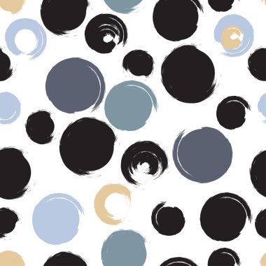 Sevimli vektör geometrik seamless modeli. Fırça darbeleri, polka noktaları. El doku çekilmiş. Soyut formları. Sonsuz doku kumaş ya da kağıt üzerine baskı için kullanılabilir