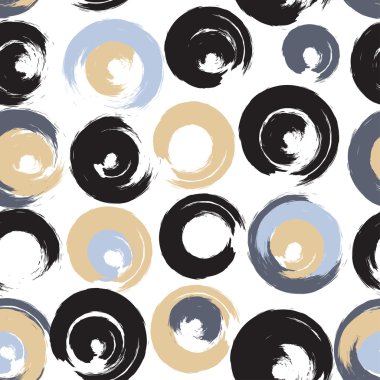 Sevimli vektör geometrik seamless modeli. Fırça darbeleri, polka noktaları. El doku çekilmiş. Soyut formları. Sonsuz doku kumaş ya da kağıt üzerine baskı için kullanılabilir