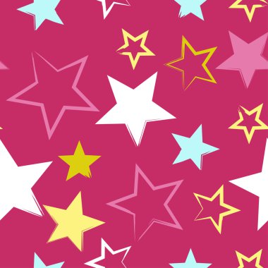 Sevimli vektör geometrik seamless modeli. Fırça darbeleri ve yıldız. El doku çekilmiş. Soyut formları. Sonsuz doku kumaş ya da kağıt üzerine baskı için kullanılabilir