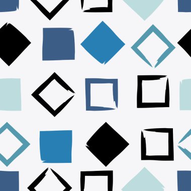 Sevimli vektör geometrik seamless modeli. Fırça darbeleri, üçgen ve kare. El doku çekilmiş. Soyut formları. Sonsuz doku kumaş ya da kağıt üzerine baskı için kullanılabilir