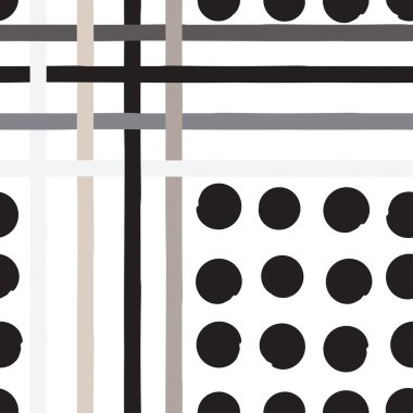 Sevimli vektör geometrik seamless modeli. Lekeli ve çizgili. Fırça darbeleri. El doku çekilmiş. Soyut formları. Sonsuz doku kumaş ya da kağıt üzerine baskı için kullanılabilir