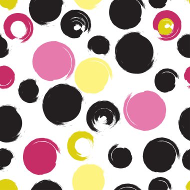 Sevimli vektör geometrik seamless modeli. Fırça darbeleri, polka noktaları. El doku çekilmiş. Soyut formları. Sonsuz doku kumaş ya da kağıt üzerine baskı için kullanılabilir