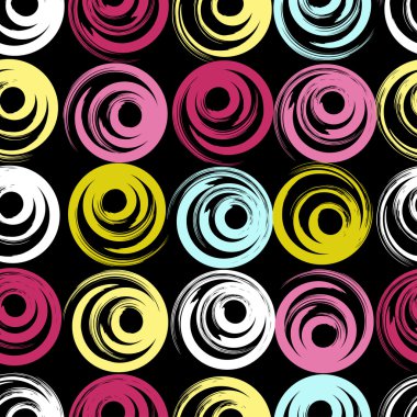 Sevimli vektör geometrik seamless modeli. Fırça darbeleri. Polka noktaları. El doku çekilmiş. Soyut formları. Sonsuz doku kumaş ya da kağıt üzerine baskı için kullanılabilir